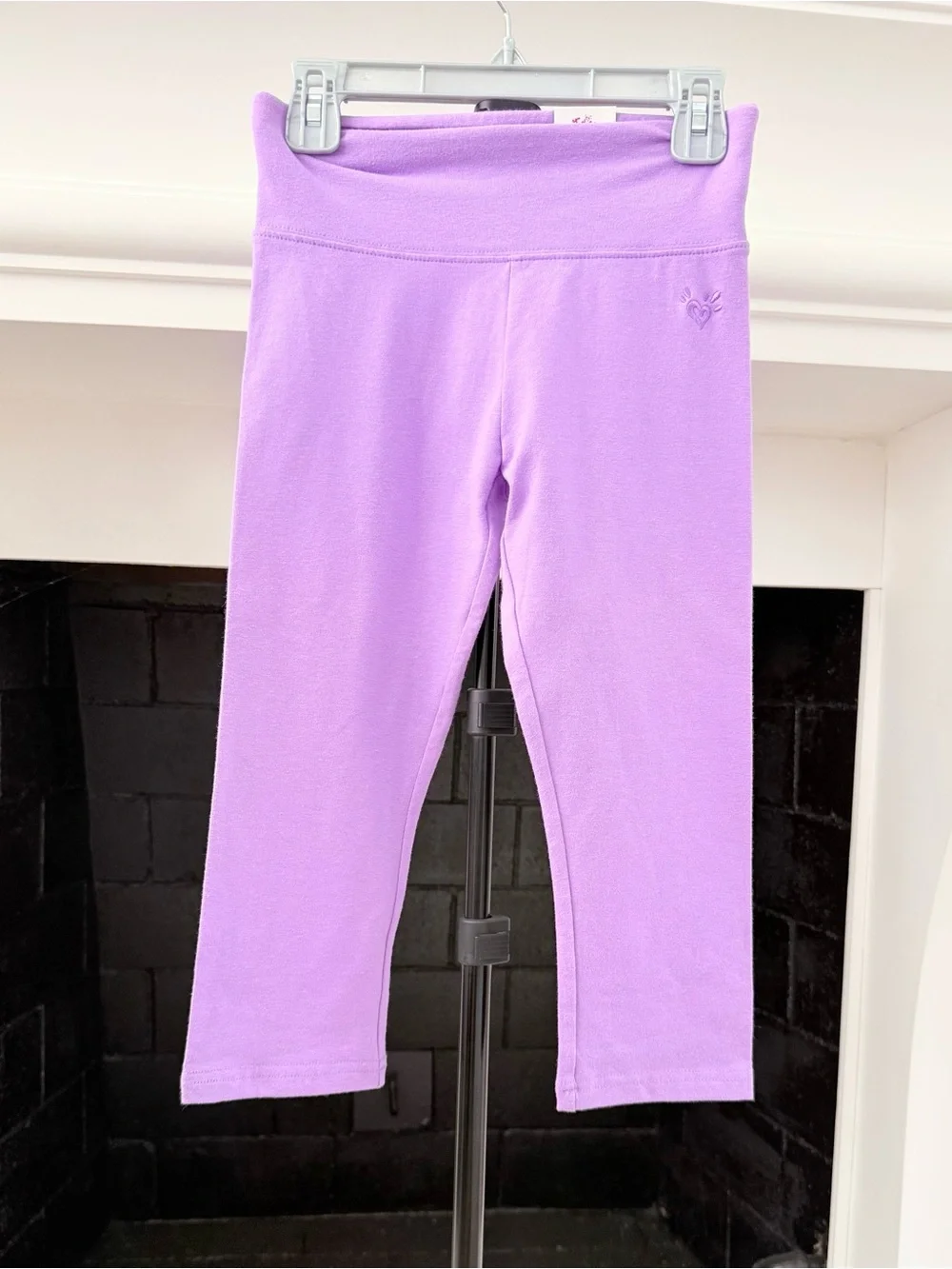 Justice Lavender Stretch Kids Crop Leggings- Girls 10